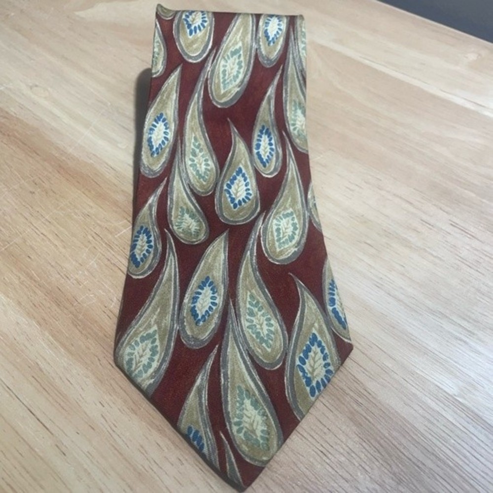 Joseph Abboud Neck Tie Abstract Red Gold and Blue